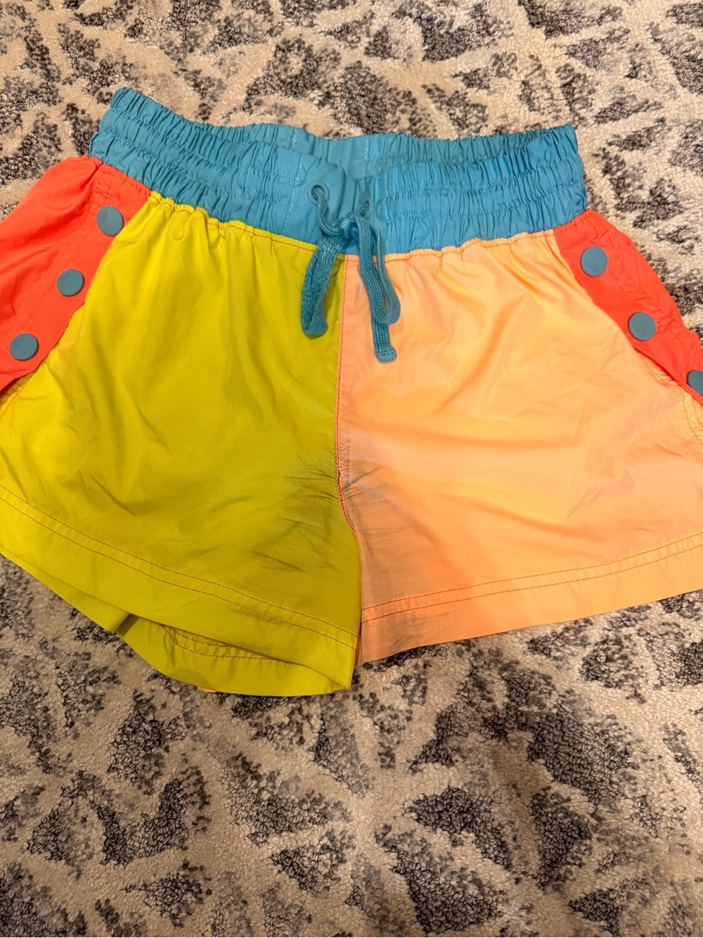 Forever 21 Colorblock Athletic Shorts - Teal, Lime, Peach & Coral